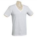 White Cotton Plus Men's V-Neck T-Shirt - 2X